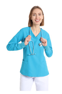 Turquoise_Women's_Power_Long_Sleeve_NO_IRON_Tunic_42594