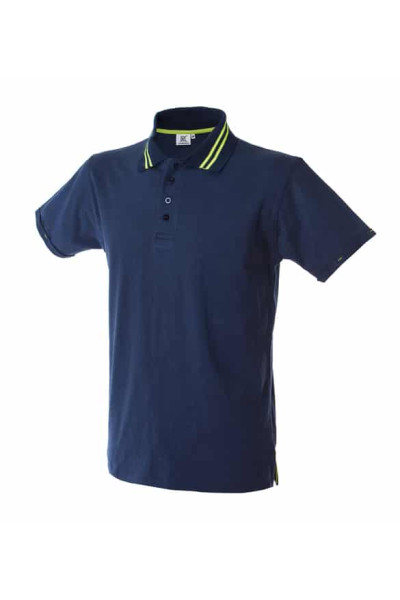 POLO_TENERIFE_HOMME_BLEU_DENIM/JAUNE_FLUO_45432