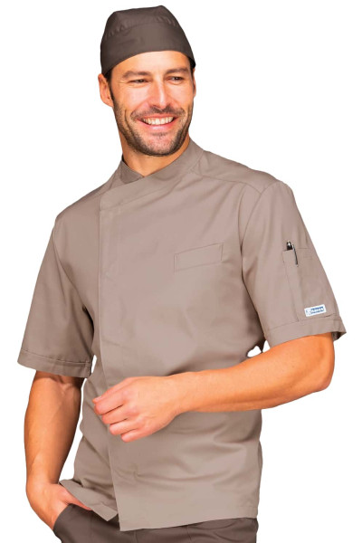 CHAQUETA COCINERO TAUPE MANGA CORTA