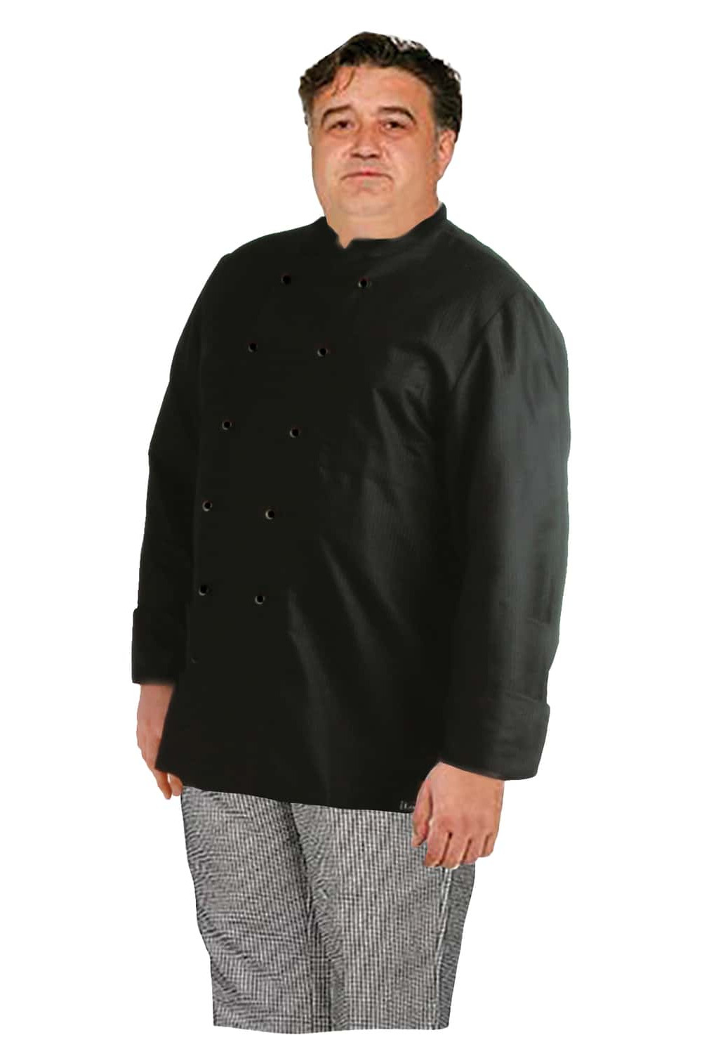 CHAQUETA DE COCINERO NEGRA SUPER SIZE